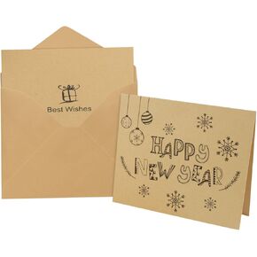 FEPITO 36 Pieces Happy New Year Greeting Note Cards with 36 Envelopes and 36 Stickers