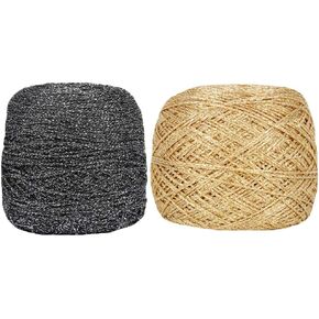 Clisil 50gram Silver&50gram Gold DIY Lurex Glitter Yarn Metallic Yarn Shiny Crochet Thread Sparkle Lame Yarn Art DIY Bag Accessory Yarn for Sweater Scarf Home Party Wedding Decorations