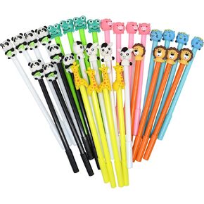 YYaaloa 32pcs Cute Cartoon Novelty Gel Ink Pens Cartoon Animal Writing Pens 0.5 mm Black Ink Assorted Styles Fun Kawaii Pens Bulk for Kids Office School Supplies