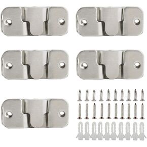 Furniture Flush Mount Bracket,Stainless Steel Picture Hanger Hook,Headboard Wall Mount Hardware,Heavy Duty Photo Frame Hook for Hanging Wedding Picture Photo Frame Mirror 10 Pack (Small)