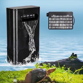 Turtle Tank Filter,Adjustable Water Flow, Low Water Level Small Aquarium Filter Suitable for 10-20Gal Turtle Tank