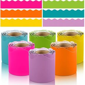 6 Rolls 198 Ft Bulletin Board Borders for Classroom, Bulletin Board Paper Roll Scalloped Classroom Borders, Colorful Decoration Bulletin Board Border for Classroom Decor,Home Decor,Party