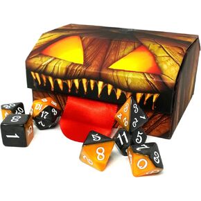 Mimic Dice - 7-Piece Acrylic RPG Dice Set Including a Mimic Tuckbox - Quality, Custom, Magnetic, and Drooling! A Dice Kit for D&D, MTG, and Collectors Alike - Touch If You Dare! Powered by Arcknight