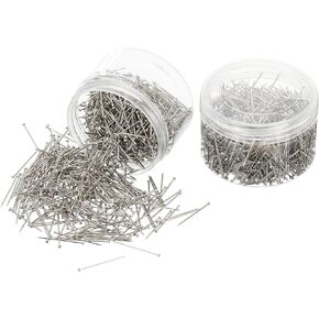 M&G 2 Pack Straight Pins, 1 Inch Sewing Pins Straight Pins Sewing Stick Pins Flat Head Rust-Proof Steel with Plastic Box for Sewing Fabric Crafts Dressmaker, Silver Tone