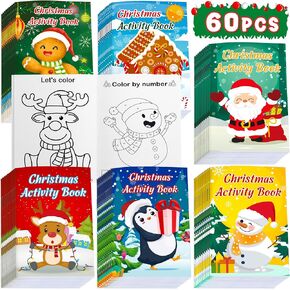60PCS Christmas Activity Books Party Favors for Kids - Winter Holiday Games Coloring Maze Book in Bulk, Classroom Activities Crafts Gifts