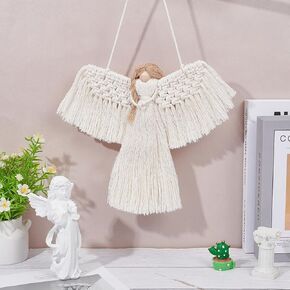 BEUNITONE 2 Set Macrame Angel Wall Hanging DIY Macrame Kits for Adults Beginners Christmas Angel Ornament Craft Kit Boho Macrame Wall Hanging Decor Kit for Christmas Easter Party Bedroom Home Decor