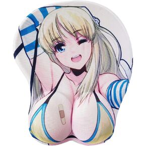 Fun 3D Mouse Pad Gaming Anime Girl Kawaii Mouse Pad for Laptop, Computer Padded Mouse Pad with Wrist Support Yellow