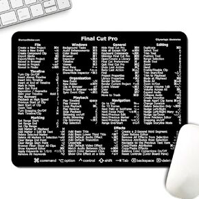 Synerlogic Final Cut Pro Keyboard Shortcut Reference Guide Mousepad - Black - Premium Laminated Non-Slip Rubber