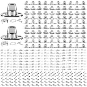 100 Piece Set Grade Twist Lock Fasteners Turn Button Eyelet and Stud, Mounting Screws for Canvas Marine Fastener Turn Buttons
