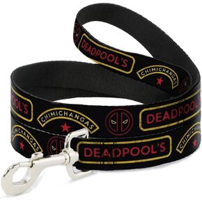 Dog Leash Deadpools Chimichangas Flames Yellow Black Red 6 Feet Long 1.0 Inch Wide