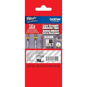 Brother 1/2" (12mm) White Print on Clear Extra Strength Adhesive P-Touch Tape for Brother PT-1830, PT1830 Label Maker