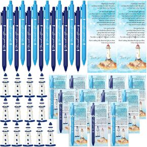 24 Set Employee Appreciation Lighthouse Gifts for Women Empowerment You Make a Difference Pens Mini Lighthouse Desk Accessories Inspirational Card Bookmark for Teacher Volunteer Staff