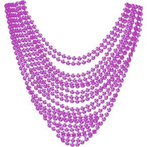 24 Pcs Mardi Gras Beads Necklaces Accessories Bulk Bead Necklace Costume Necklace for Parade Throws Party Christmas/Birthday/Valentines/Game Night Decor Favor Supplies