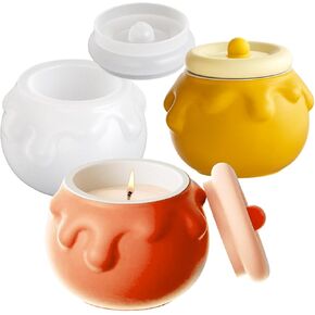 Cute Jar Resin Mold with Lid Honey Jar Storage Box Silicone Mold Candle Holder Jewelry Candy Container Mold for Epoxy Resin Casting Display Concrete Plant Pot Mold Art Craft DIY Home Decor