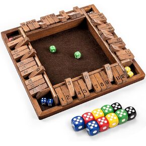 ropoda Shut The Box Game, Upgraded 12 Numbers Wooden Board Games for Adult and Kids, Shut The Box Dice Game -Addition Training, Fun for Family Game Night