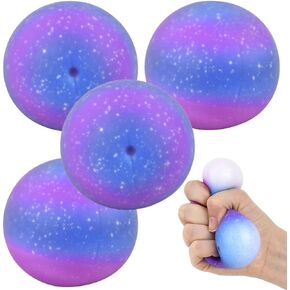 ArtCreativity Stretchy Galaxy Stress Balls, Set of 4, Stress Relief Fidget Sensory Toys for Autistic Children, Anxiety, and ADHD, Outer Space Party Favors, Goodie Bag Fillers for Kids