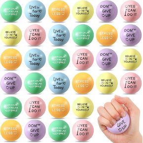 Wettarn 30 Pcs Motivational Stress Balls 1.97'' Colorful Foam Ball Quotes Stress Balls Inspirational Stress Ball Hand Exercise Toys for Stress Relief Concentration Motivation ADHD Autism (Candy Color)