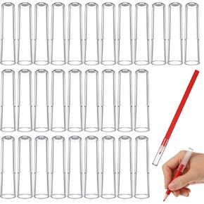 30 Pieces Pencil Tip Protector Cover, Plastic Pencil Caps, Clear Pencil Toppers Pencil Extender for Wooden Pencils Extender Holders Stationery Accessories for Classroom Student School Office