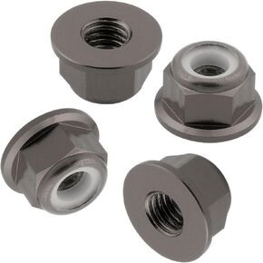 4-Pack HobbyPark Aluminum M4 Locknut Flange Nylon Self-Tightening RC Car Parts Replacement Grey