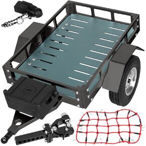 RC Trailer & Luggage Net Upgrades Part for 1/10 SCX10 SCX10 II SCX10 III TRX4 TRX6 D90 Redcat Gen7 Gen8 RC Crawler Cars,Aluminum RC Trailer with Hook Coupler & Receiver,Black/Titanium