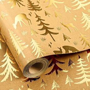 MIMUTI Dog Christmas Wrapping Paper - Green Christmas Wrapping Paper Roll, 17in x 33ft, Reversible Cute Dog Christmas Wrapping Paper Design for Holiday, Party, Celebration
