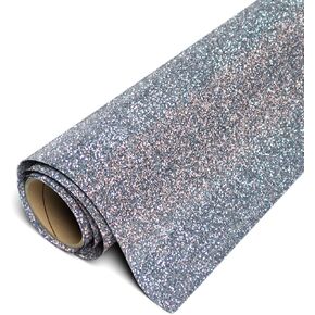Siser Glitter HTV 11.8"x10ft Roll - Iron on Heat Transfer Vinyl (Black Silver)