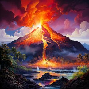 Volcano in Big Island Hawaii United States Colorful 5D Adult Diamond Art,DIY Diamond Art Painting Kit for Decor Canvas 11.7x15.7inch/30x40cm
