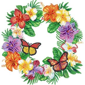 MXJSUA Flower Wreath Special Diamond Painting Kits for Adults, 5D Special Shape Diamond Art Kits, Crystal Rhinestones Diamond Gem Art Painting for Home Wall Decoration 12×12 inch, Butterfly Wreath