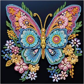 Sanjee 5D Special Shape Diamond Painting Kits for Beginners, Black Butterfly Diamond Art Kits for Adults, Crystal Rhinestones Diamond Painting for Home Wall Decoration Gift, 12×12inch