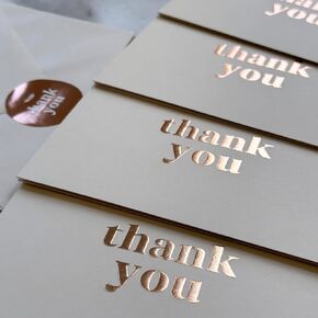 RUN2PRINT (36 Pack Thank You Cards With Envelopes & Stickers - Elegant Green Embossed Rose Gold Foil Pressed - Blank Notes Wedding, Bridal, Baby Shower, Business and Formal All Occasion Cards