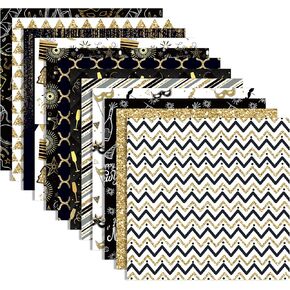 Black Gold New Year Scrapbook Paper Pad,24 Pcs Happy New Year Double-Sided Decopodge Paper,Cardstock Paper for Scrapbooking DIY Decorative Background Cardmaking Supplies Craft Paper