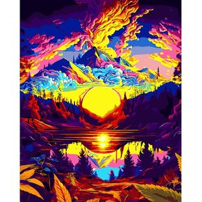 CYNART Paint by Numbers for Adults Beginner, Mountain Moon Lake Adult Paint by Numbers Kits on Landscape Painting Kits for Kids,Painting by Numbers Perfect for Gift Decor - 16x20inch