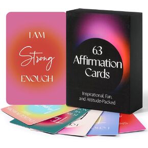 Affirmation Cards for Women, 63 Unique Positive Affirmation Cards, Daily Affirmations for Inspiration, Mindfulness, & Self-Care Gifts for Women