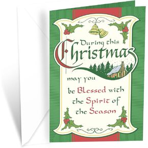 Prime Greetings Religious Merry Christmas Card, Made in America, Eco-Friendly, Thick Card Stock with Premium Envelope 5in x 7.75in, Packaged in Protective Mailer