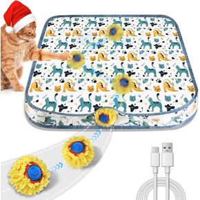 Interactive Cat Toys for Indoor Cats Cat Gifts Sea Urchin Smart Bounce Ball Fast Rolling with Light Automatic Moving Cat Toy Hide and Seek Game in Square Pouch for Cat for Cat