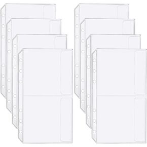 CRASPIRE 12Pcs Binder Pockets A6 No Zipper 3-Pockets Cash Budget Envelopes 6 Rings Binder Clear PVC Zipless Money Folder Organizer Storage Loose Leaf Inserts Bags for Photo Cards Savings Challenge