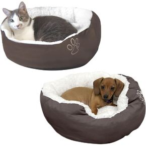 Evelots Warm Pet Bed for Cats or Small Dogs - Calming, Anti-Anxiety, Soft, Cozy Donut Cuddler -Removeable Fluffy Sherpa Insert- Machine Washable -Fleece Lining- Non-Slip Bottom -Assorted Colors