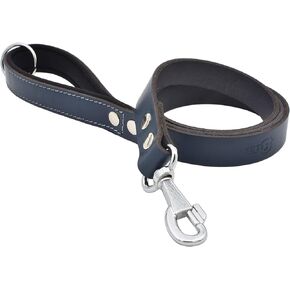 Leather Dog Leash – Heavy-Duty Dog Leashes for Medium and Large Dogs – Genuine Vegetable Tanned Leather – Soft Padded Handle - (L - 4 ft x 1 inch, Black)