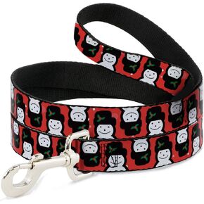 Dog Leash Christmas Snowman Flip Red White 6 Feet Long 1.0 Inch Wide