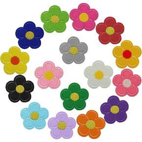 XGNG 48PCS Flower Iron on Patches Sun Flower Patches Flower Applique Patch Sew On Embroidered Applique Sewing Patches for Clothing Repair and Decoration DIY Craft