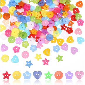 200 Pcs Craft Buttons, Button for Craft, Buttons for Sewing 12.5mm Round Heart Star Flower Buttons Resin Sewing Buttons Handmade Ornament Sewing Fasteners Buttons for DIY Crafts Painting Decoration