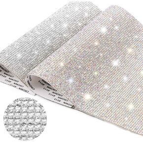 19000 Pieces Bling Crystal Rhinestone Sheets, BENBO 2 Sheets DIY Self-Adhesive Glitter Rhinestones Crystal Gem Stickers Car Auto Cellphone Mobile Gift Craft Decoration Supplies (2 Colors)