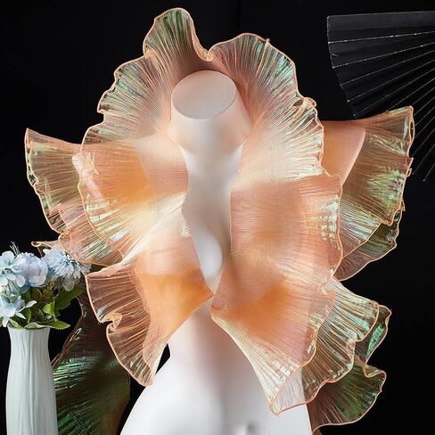 GORGECRAFT 10 Yards Ruffle Pleated Chiffon Trim 5.9" Wide Mermaid Color Organza Ruffled Chiffon Lace Border Ribbon Gathered Tulle Fabric Edge Trimmings for Sewing Dress Bag Costume Decoration Craft in Saudi Arabia