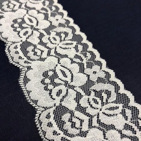 2.15 Inches Wide Lace Ribbon, Lace Trim, Elastic Stretchy Lace Fabric - 5 Yards, Perfect for Crafting, Sewing Making, Gift Wrapping and Bridal Wedding Decorations - 8885 (White) in Saudi Arabia