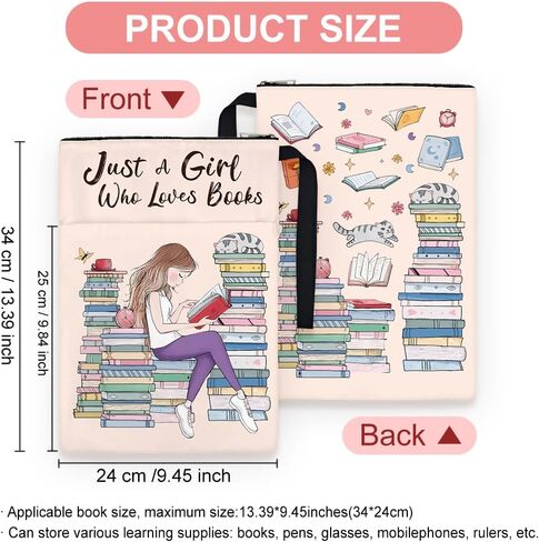 1pc Floral Pattern Book Covers 13.4x9.45 inches Polyester Book Sleeve Book Protectors with Zipper and Front Pocket for Students Teachers and Book Lovers in Saudi Arabia
