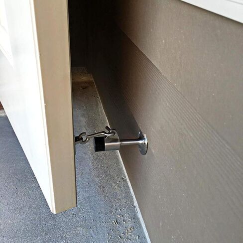 Sumnacon Sturdy Door Stopper with Hook - Stainless Steel Modern Door Stop with Rubber Buffer, Wall Mounted Metal Doorstop with Hardware for Home Office, Black in Saudi Arabia
