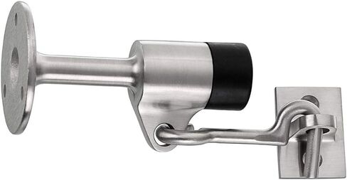 Sumnacon Sturdy Door Stopper with Hook - Stainless Steel Modern Door Stop with Rubber Buffer, Wall Mounted Metal Doorstop with Hardware for Home Office, Black in Saudi Arabia
