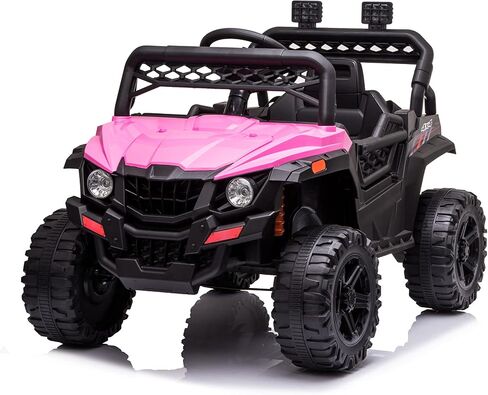 12V Kids Ride On Car Truck Electric Vehicle for Toddlers Battery Powered Car Toy with Remote Control, Spring Suspension, LED Lights, and Music, Pink in Saudi Arabia