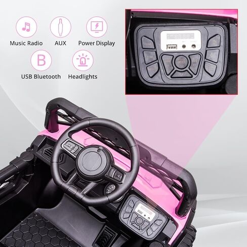 12V Kids Ride On Car Truck Electric Vehicle for Toddlers Battery Powered Car Toy with Remote Control, Spring Suspension, LED Lights, and Music, Pink in Saudi Arabia