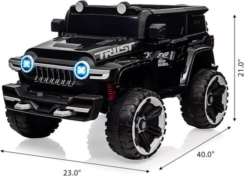 12V Electric Kids Ride on Car with Remote Control, 2 Seater 4WD Off-Road Truck with Decor Spare Tire, 25W Dual Motor, Spring Suspension, Battery Powered Ride On Toys for Boys Girls, White in Kuwait